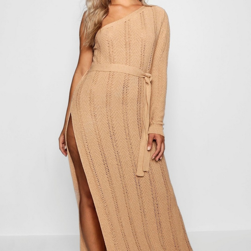 One shoulder crochet beach dress